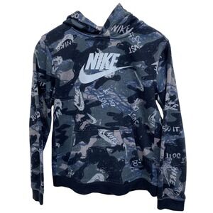 Nike Youth Boys XL Fleece Pullover Hoodie Sweatshirt‎ Black Gray Camo